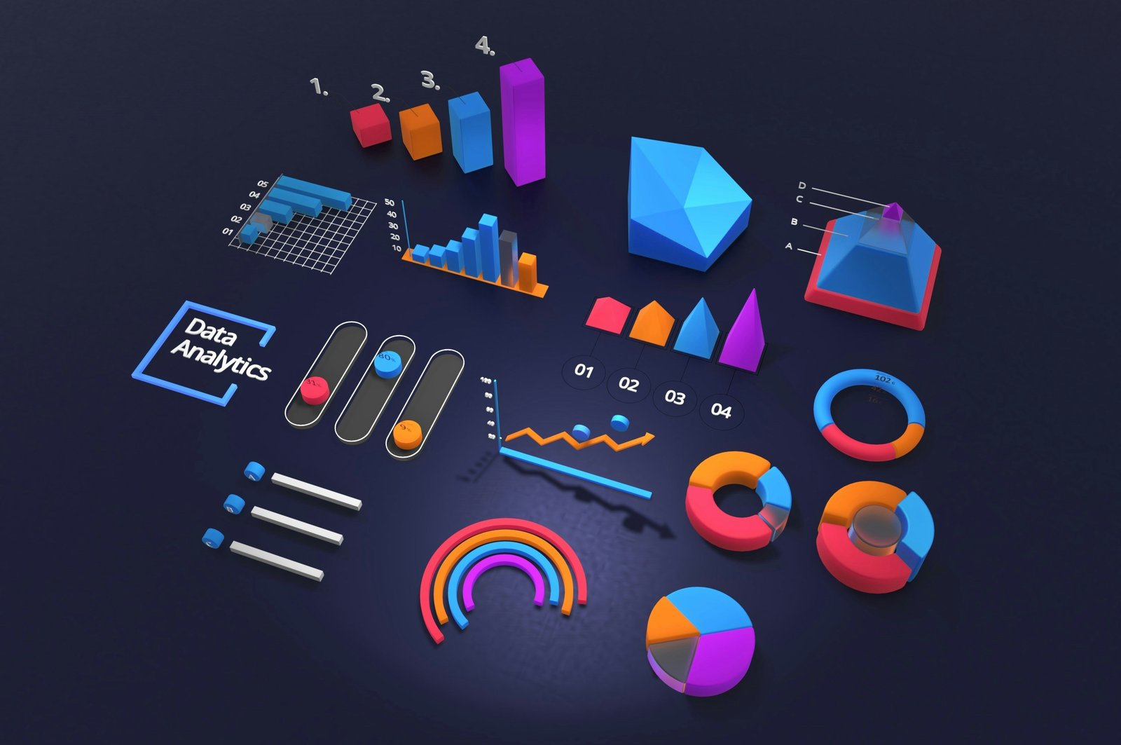 Abstract data dashboard illustration with charts and KPIs